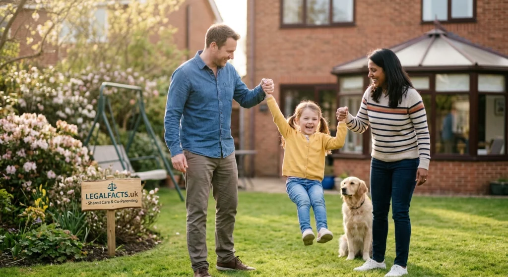 Shared care and co-parenting after divorce in the UK featuring LegalFacts.uk.