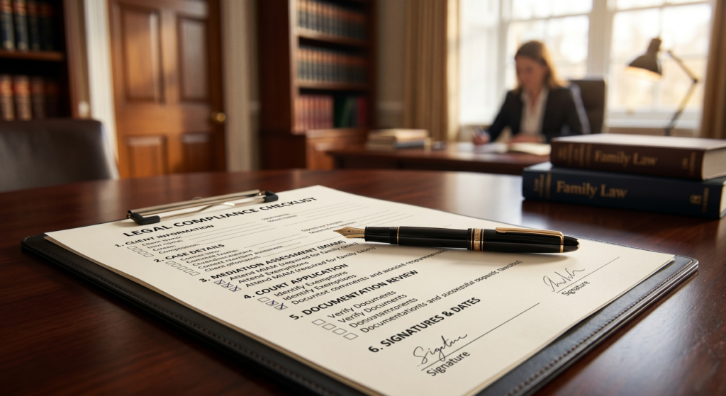 Legal exemptions checklist for skipping mediation before family court in the UK.