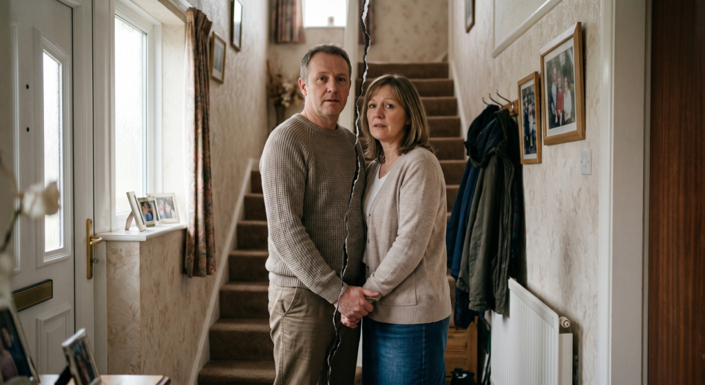 A conceptual image representing the common law marriage myth in the UK, highlighting the legal and financial vulnerabilities of unmarried cohabiting couples.