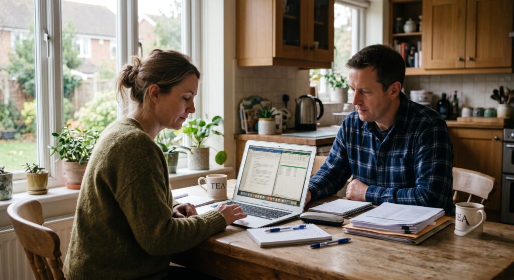 Couple working through an amicable divorce separation together
