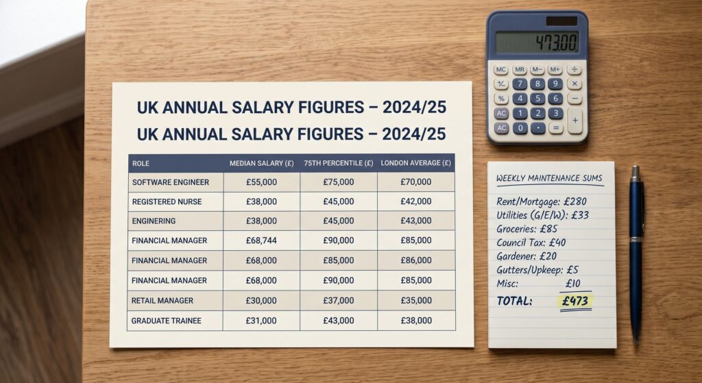 UK father calculating child maintenance payments under Basic Rate